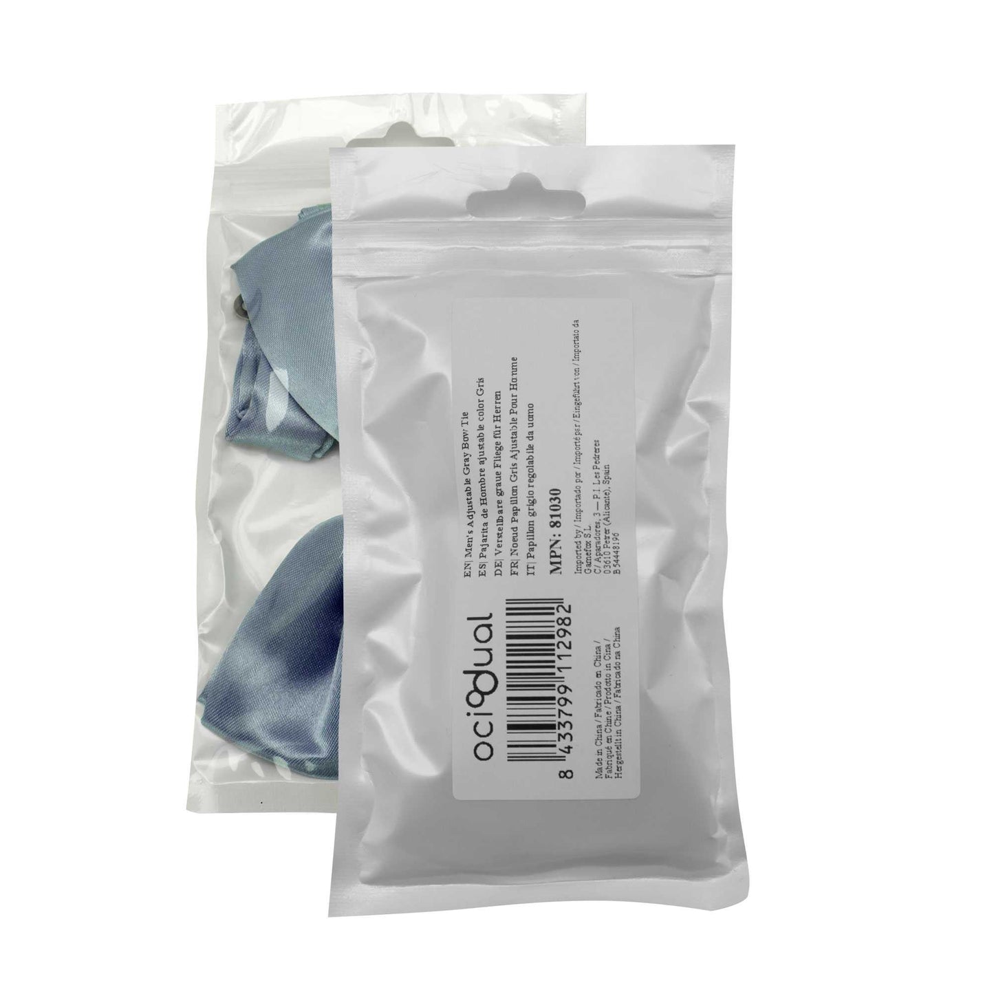 Pajarita Elegante para Hombre de color Azul Acero Diseño Unicolor con Cierre de Gancho Clip Ajustable, 12cm x 6cm, Celebraciones, Fiestas, Trabajo, Bodas y Eventos