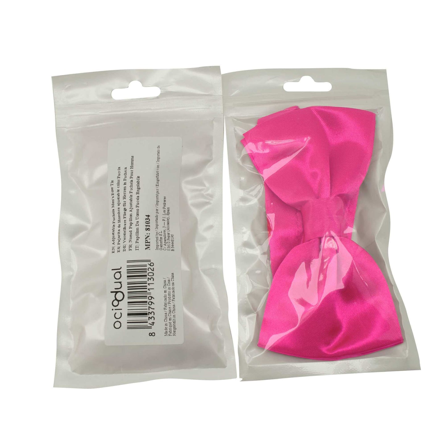 Pajarita Elegante para Hombre de color Fucsia Diseño Unicolor con Cierre de Gancho Clip Ajustable, 12cm x 6cm, Celebraciones, Fiestas, Trabajo, Bodas y Eventos