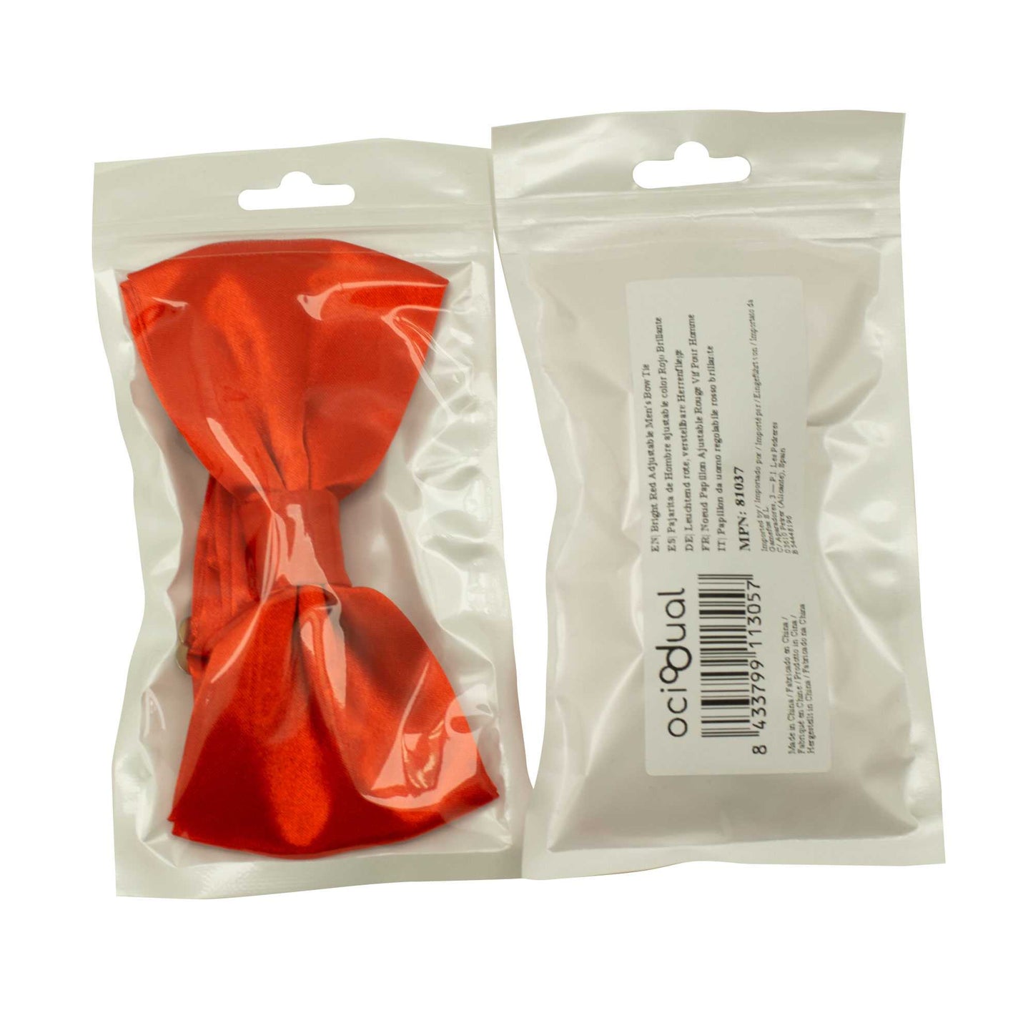 Pajarita Elegante para Hombre de color Rojo Diseño Unicolor con Cierre de Gancho Clip Ajustable, 12cm x 6cm, Celebraciones, Fiestas, Trabajo, Bodas y Eventos