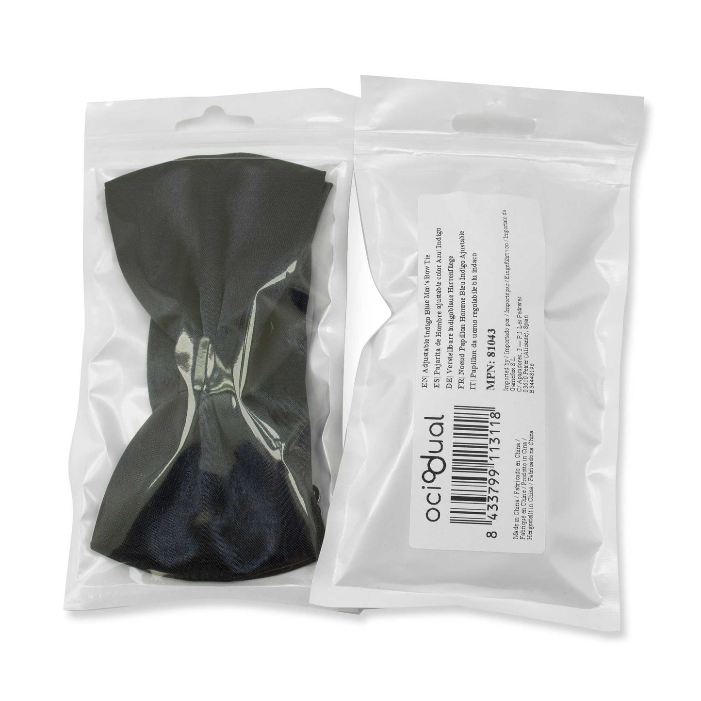 Pajarita Elegante para Hombre de color Azul Oxford Diseño Unicolor con Cierre de Gancho Clip Ajustable, 12cm x 6cm, Celebraciones, Fiestas, Trabajo, Bodas y Eventos