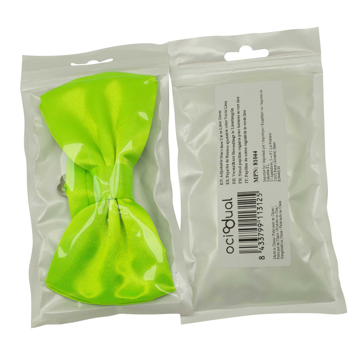 Pajarita Elegante para Hombre de color Verde Lima Diseño Unicolor con Cierre de Gancho Clip Ajustable, 12cm x 6cm, Celebraciones, Fiestas, Trabajo, Bodas y Eventos