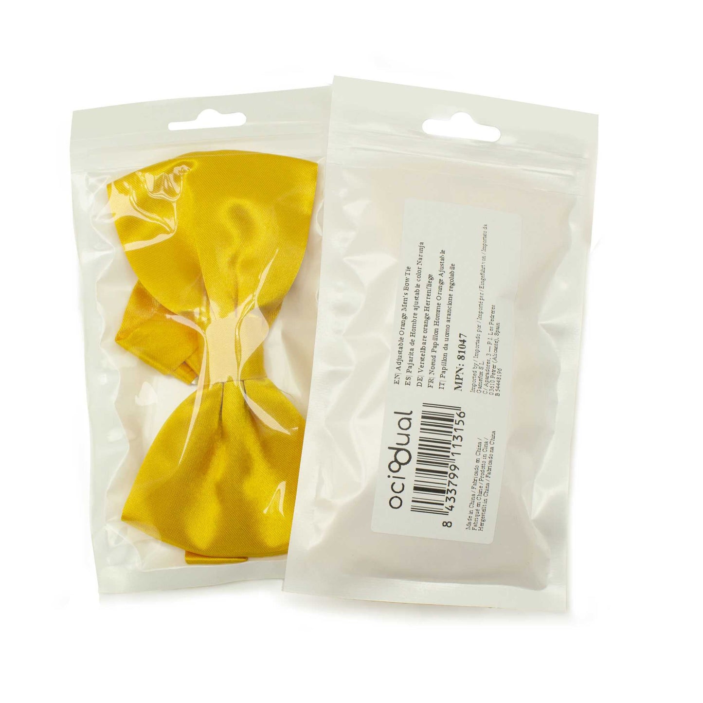 Pajarita Elegante para Hombre de color Amarillo Diseño Unicolor con Cierre de Gancho Clip Ajustable, 12cm x 6cm, Celebraciones, Fiestas, Trabajo, Bodas y Eventos