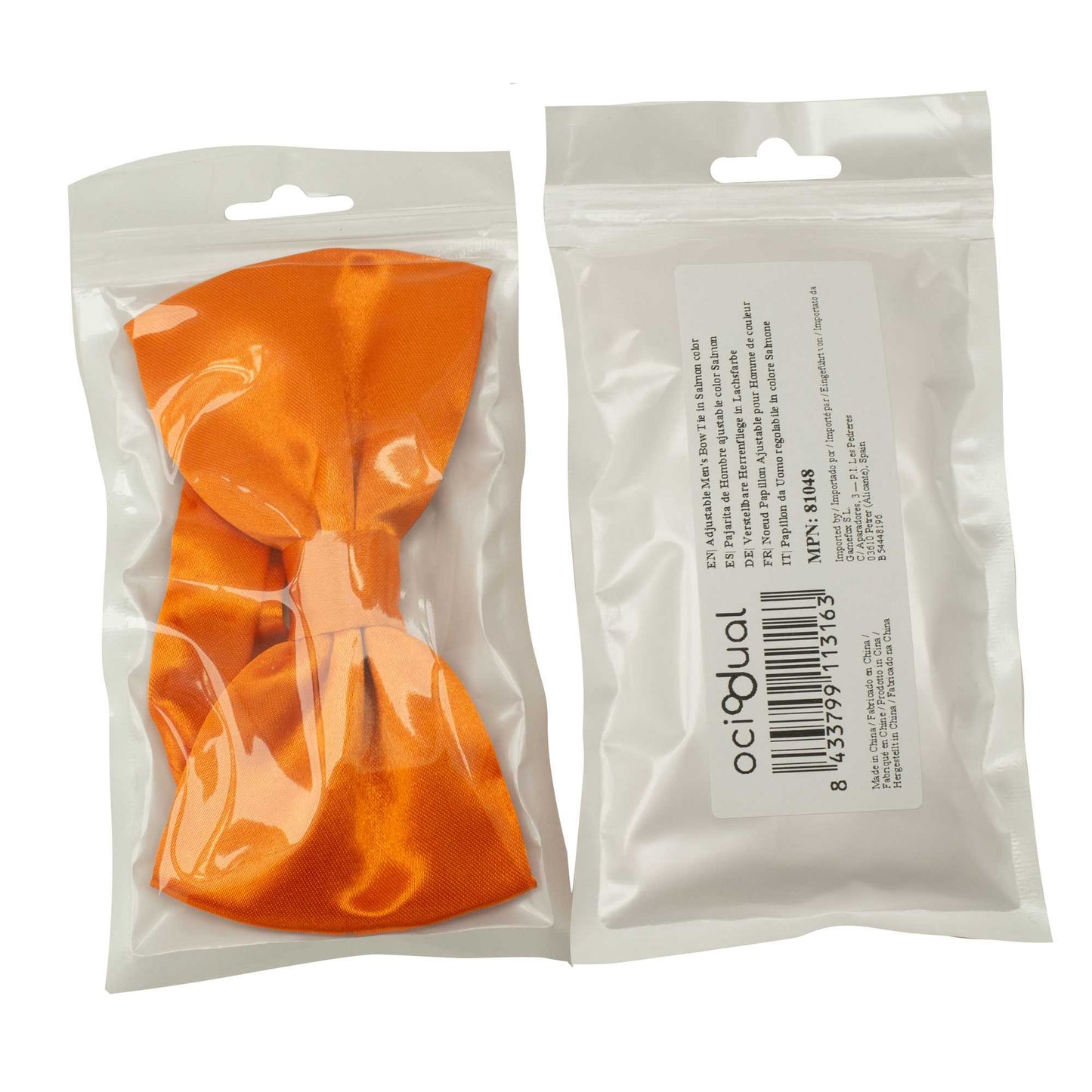 Pajarita Elegante para Hombre de color Naranja Diseño Unicolor con Cierre de Gancho Clip Ajustable, 12cm x 6cm, Celebraciones, Fiestas, Trabajo, Bodas y Eventos