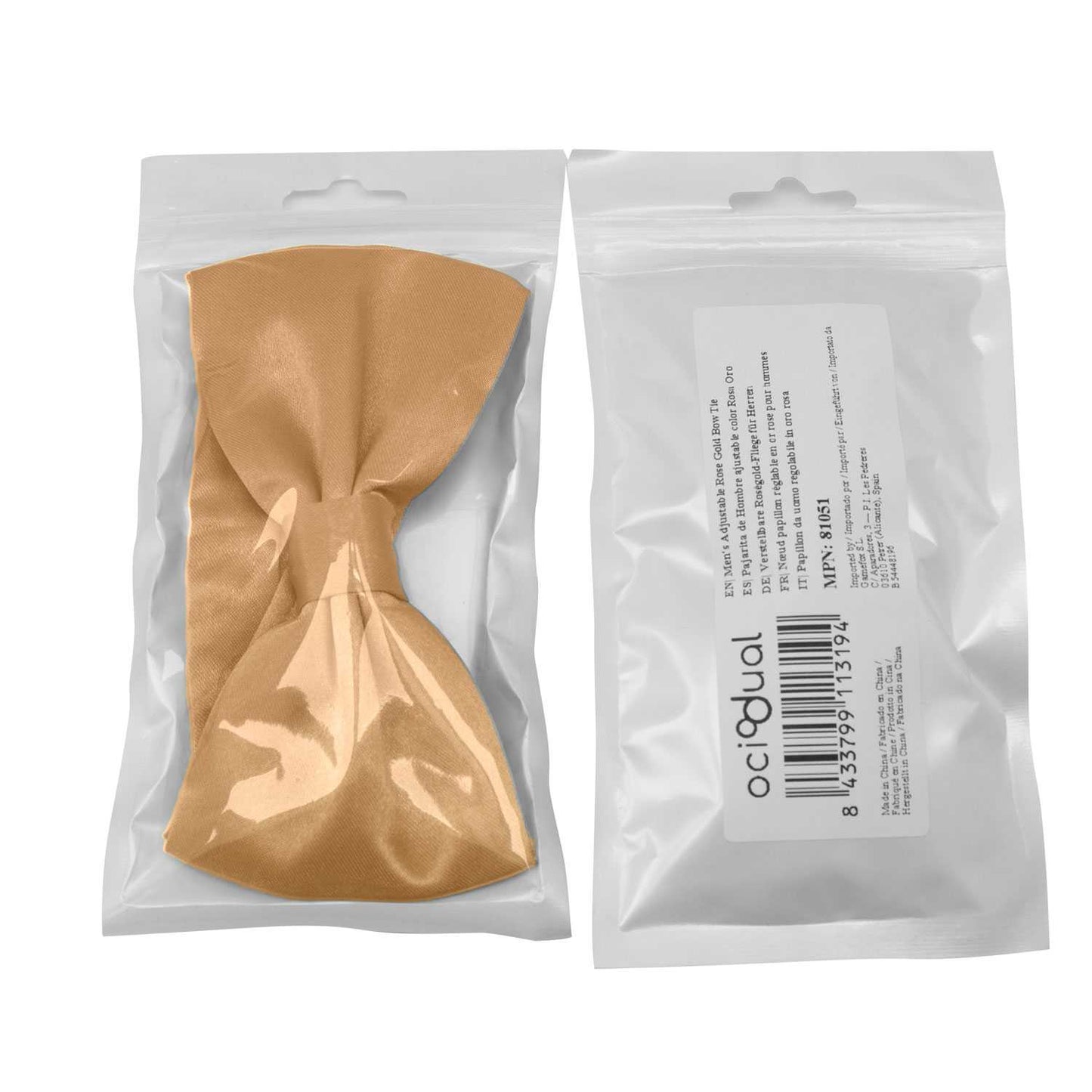 Pajarita Elegante para Hombre de color Ocre Diseño Unicolor con Cierre de Gancho Clip Ajustable, 12cm x 6cm, Celebraciones, Fiestas, Trabajo, Bodas y Eventos