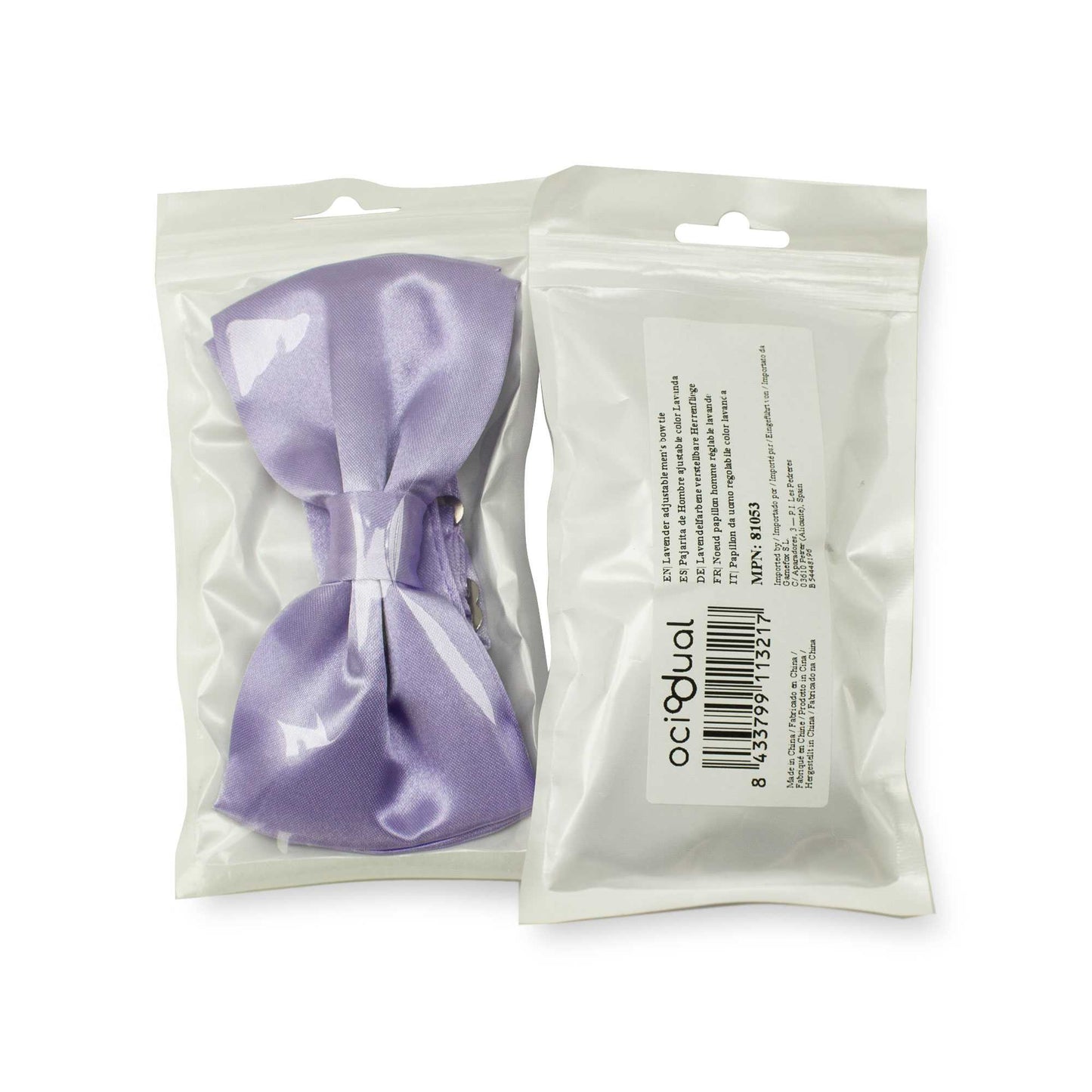 Pajarita Elegante para Hombre de color Lavanda Diseño Unicolor con Cierre de Gancho Clip Ajustable, 12cm x 6cm, Celebraciones, Fiestas, Trabajo, Bodas y Eventos