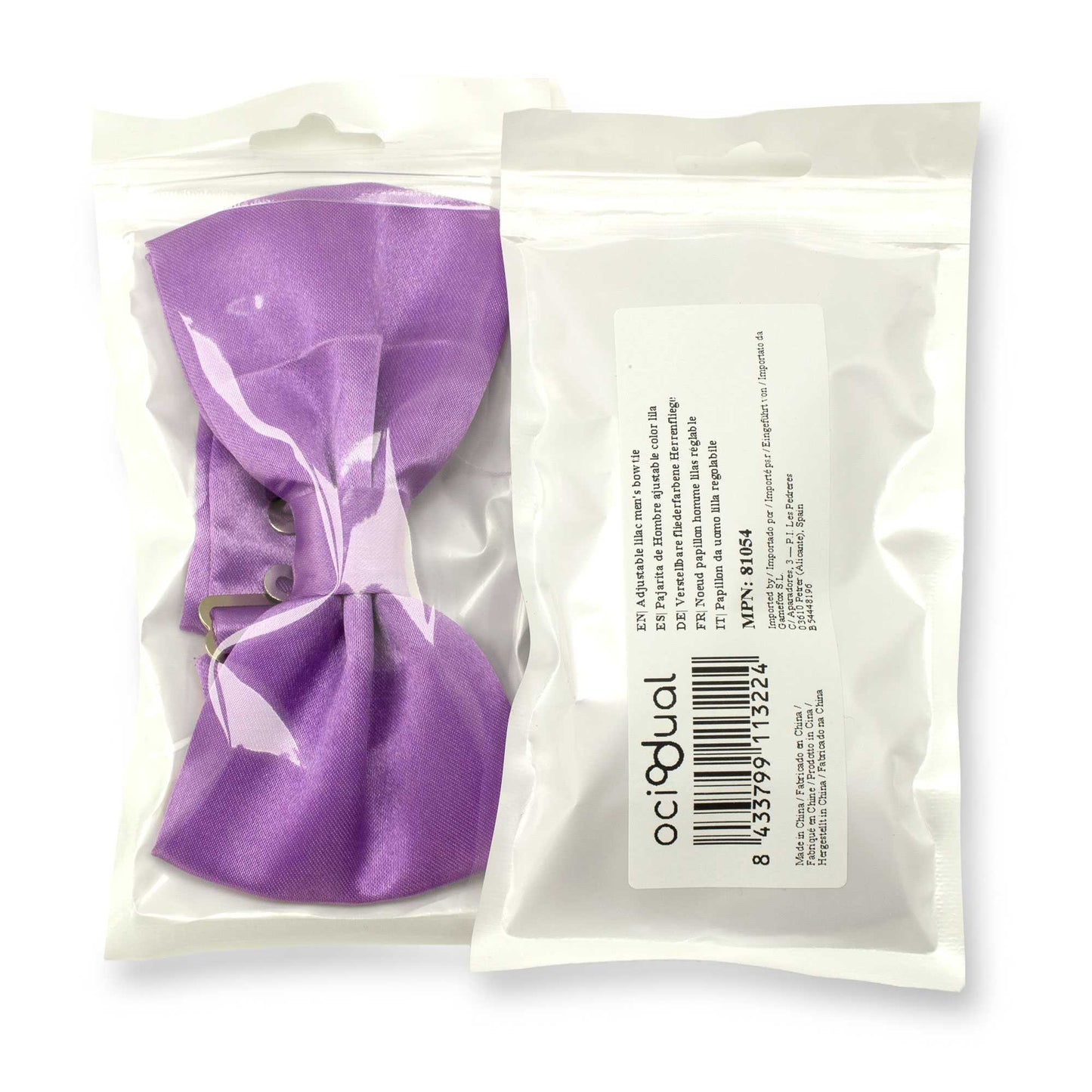 Pajarita Elegante para Hombre de color Lila Diseño Unicolor con Cierre de Gancho Clip Ajustable, 12cm x 6cm, Celebraciones, Fiestas, Trabajo, Bodas y Eventos