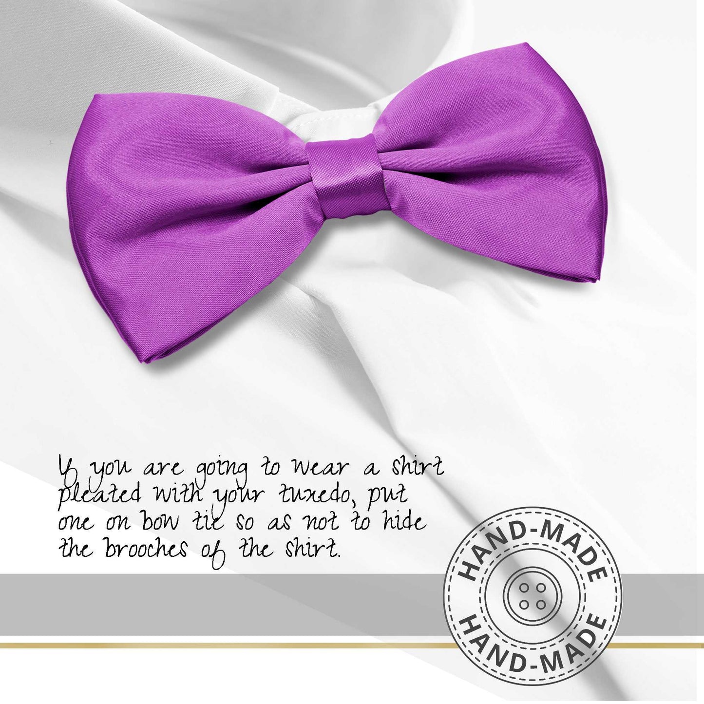 Pajarita Elegante para Hombre de color Purpura Diseño Unicolor con Cierre de Gancho Clip Ajustable, 12cm x 6cm, Celebraciones, Fiestas, Trabajo, Bodas y Eventos