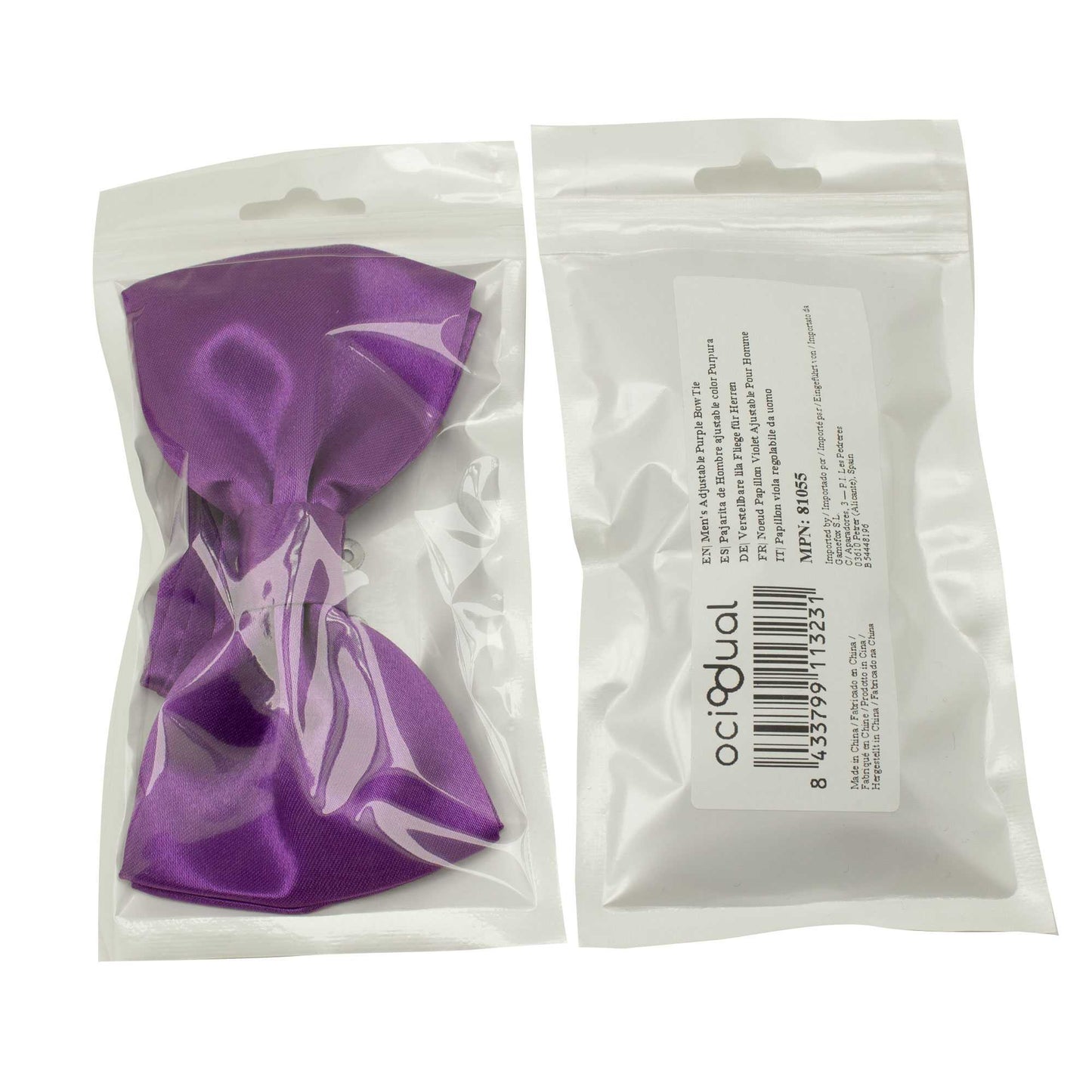 Pajarita Elegante para Hombre de color Purpura Diseño Unicolor con Cierre de Gancho Clip Ajustable, 12cm x 6cm, Celebraciones, Fiestas, Trabajo, Bodas y Eventos