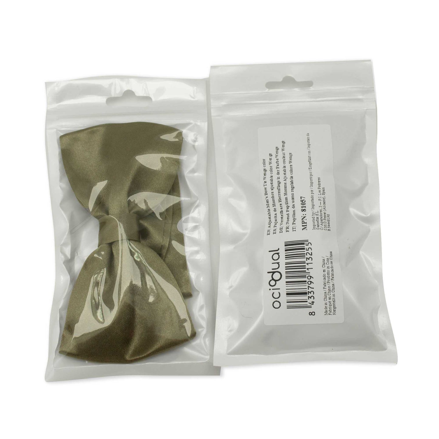 Pajarita Elegante para Hombre de color Wengué Diseño Unicolor con Cierre de Gancho Clip Ajustable, 12cm x 6cm, Celebraciones, Fiestas, Trabajo, Bodas y Eventos