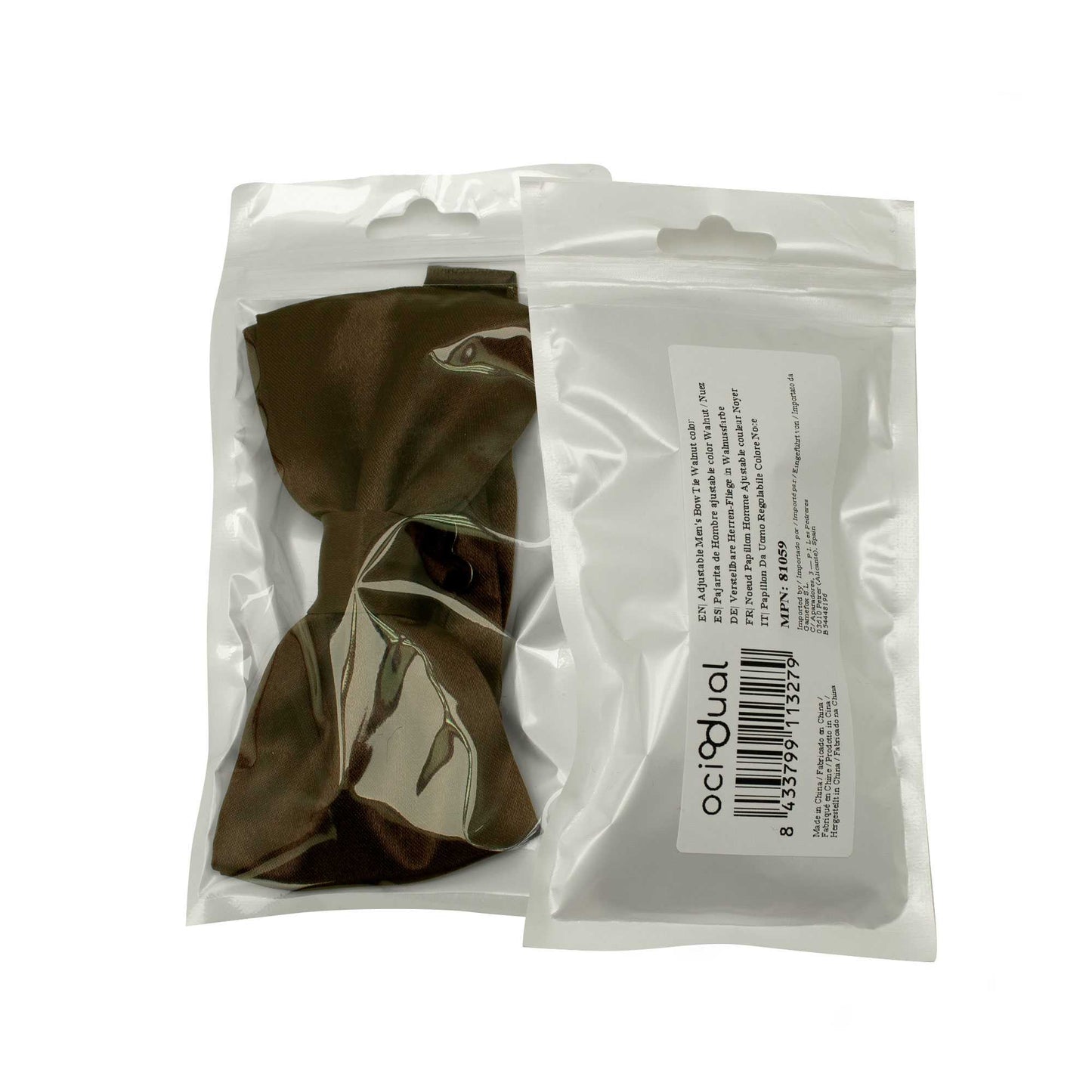 Pajarita Elegante para Hombre de color Marrón Oscuro Diseño Unicolor con Cierre de Gancho Clip Ajustable, 12cm x 6cm, Celebraciones, Fiestas, Trabajo, Bodas y Eventos