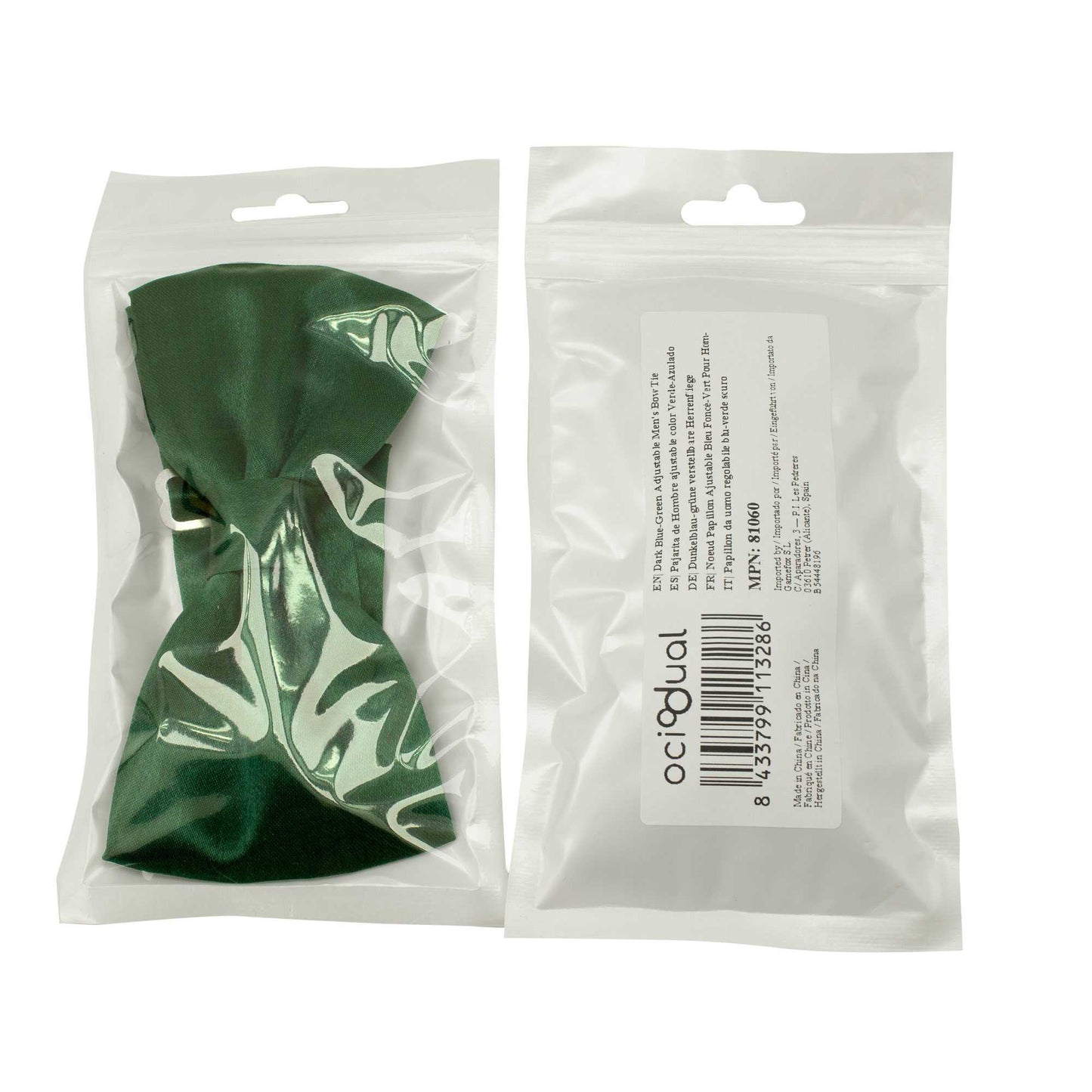 Pajarita Elegante para Hombre de color Verde Oscuro Diseño Unicolor con Cierre de Gancho Clip Ajustable, 12cm x 6cm, Celebraciones, Fiestas, Trabajo, Bodas y Eventos