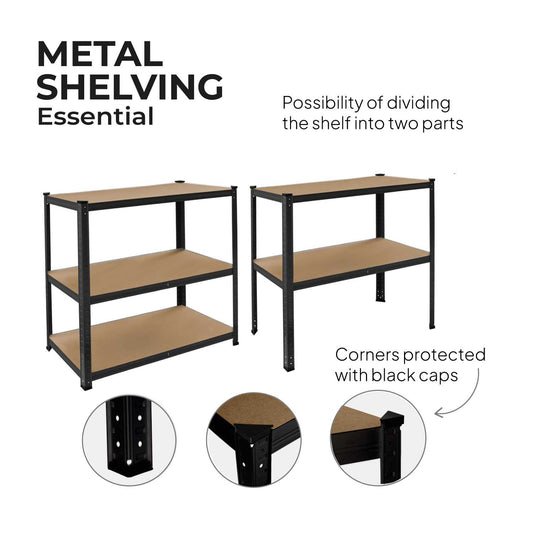 Estantería Metálica Essential Gris, Ideal para Hogar, Garaje, Cocina, Oficina, Multiusos