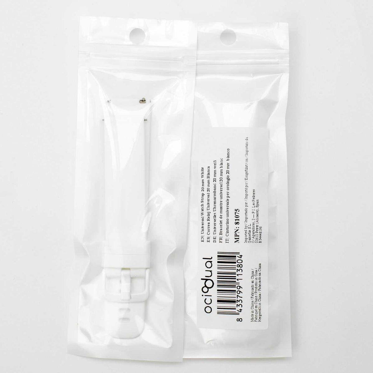Correa Reloj de Silicona Color Blanco de 20mm, Repuesto para Reloj Inteligente y Tradicional Universal, Liberación