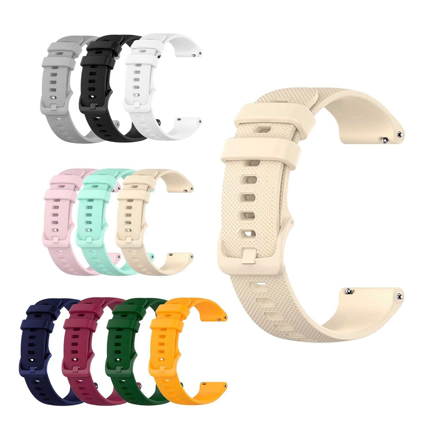 Correa Compatible con Amazfit GTS, Compatible con Forerunner 245-645, correa de 20mm color Beige, longitud: 92mm-120mm