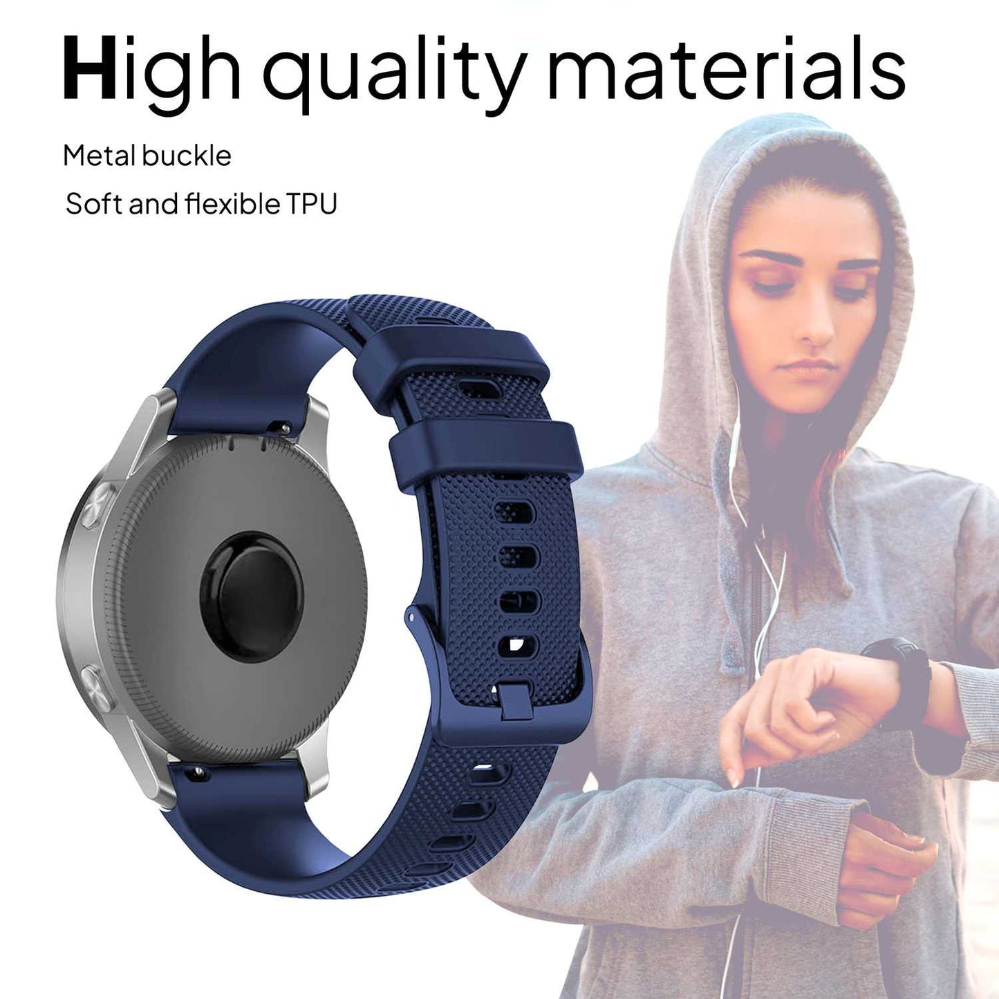 Correa Reloj de Silicona Color Azul de 22mm, Repuesto para Reloj Inteligente y Tradicional Universal, Liberación