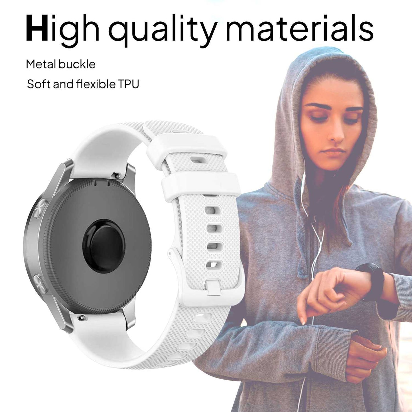 Correa Reloj de Silicona Color Blanco de 22mm, Repuesto para Reloj Inteligente y Tradicional Universal, Liberación