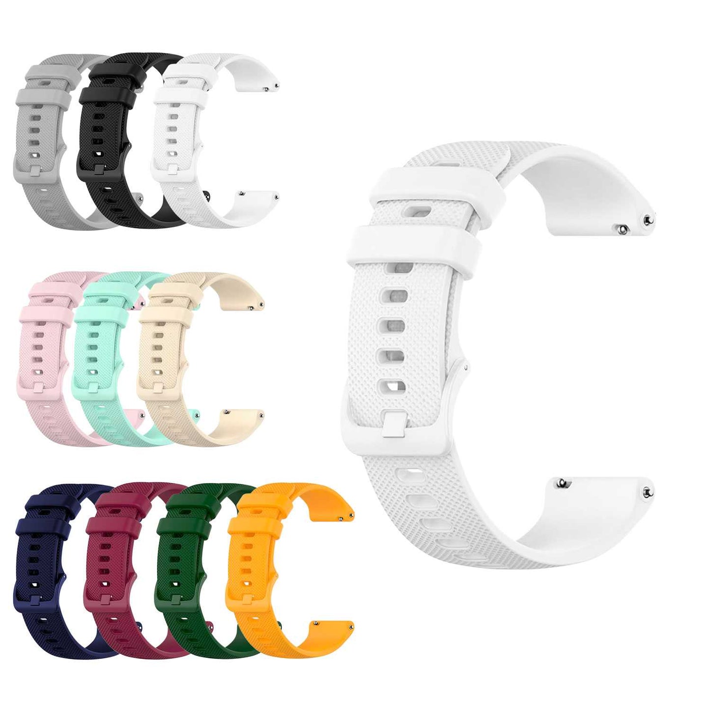 Correa Reloj de Silicona Color Blanco de 22mm, Repuesto para Reloj Inteligente y Tradicional Universal, Liberación