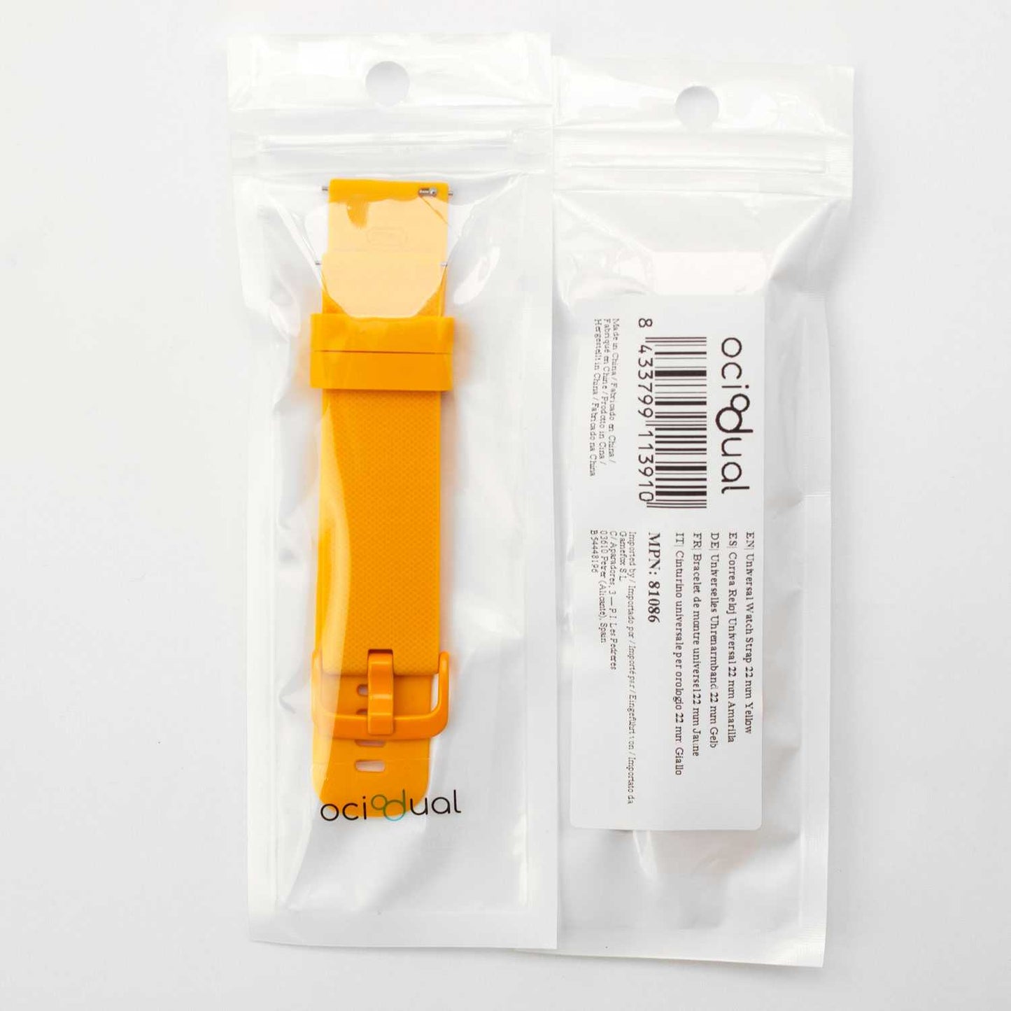 Correa Reloj de Silicona Color Naranja de 22mm, Repuesto para Reloj Inteligente y Tradicional Universal, Liberación