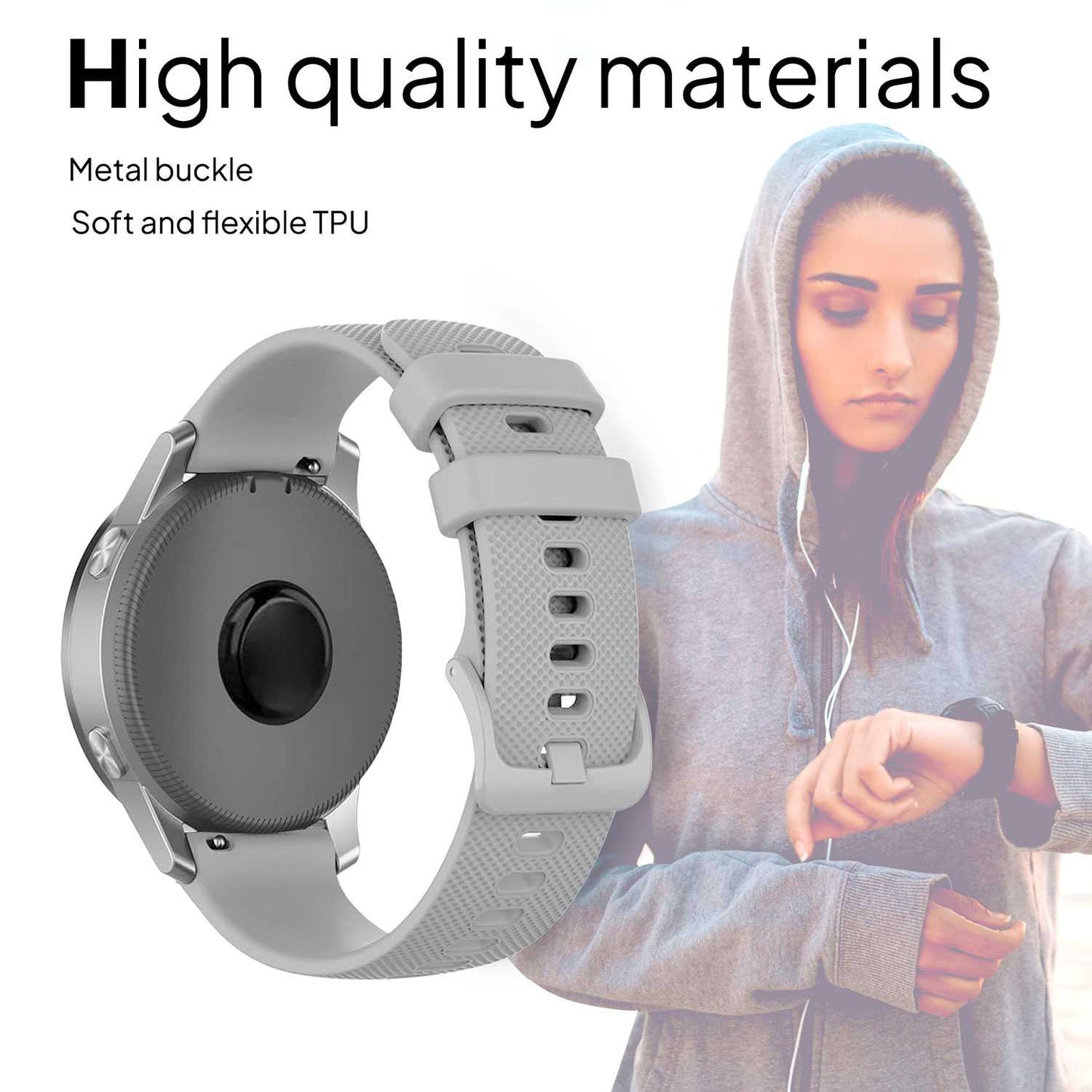 Correa Reloj de Silicona Color Gris de 22mm, Repuesto para Reloj Inteligente y Tradicional Universal, Liberación