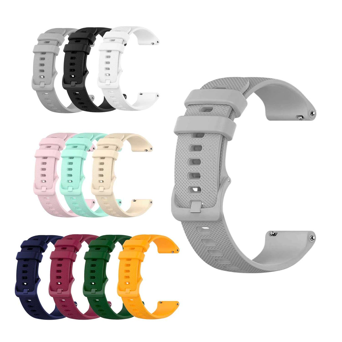 Correa Reloj de Silicona Color Gris de 22mm, Repuesto para Reloj Inteligente y Tradicional Universal, Liberación