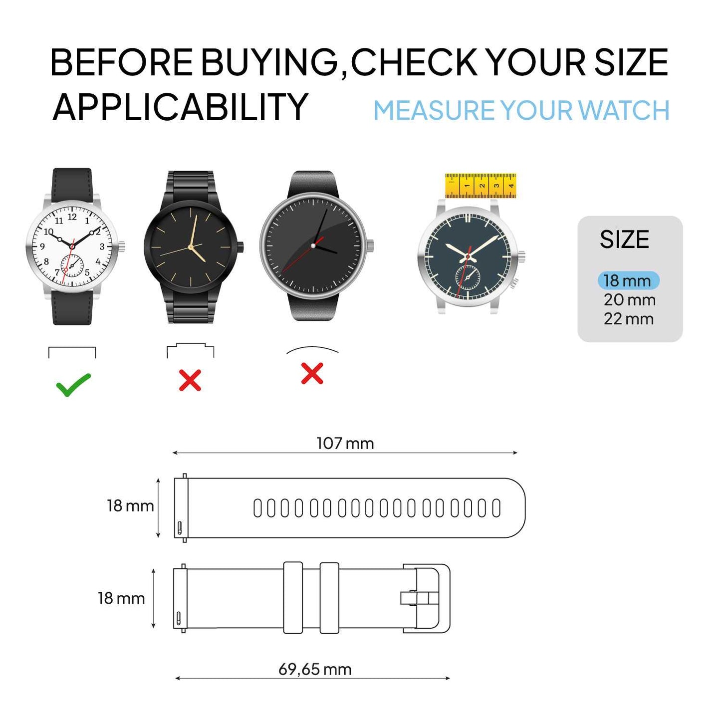 OcioDual Correa Reloj 18mm, Correa Smartwatch, Liberación Rápida, Correas Reloj Inteligente, Recambios para Relojes Inteligentes