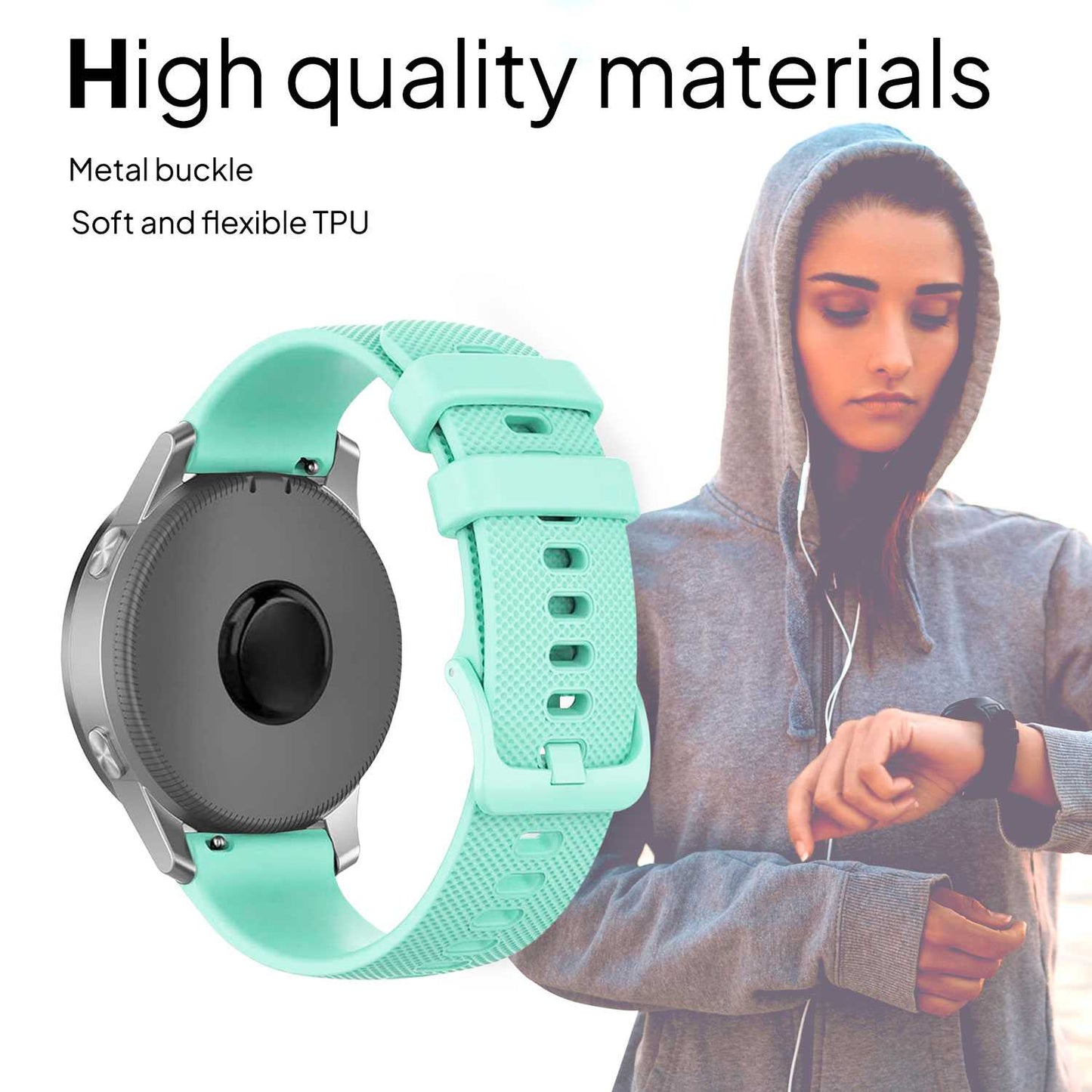 Correa Reloj de Silicona Color Turquesa de 18mm, Repuesto para Reloj Inteligente y Tradicional Universal, Liberación