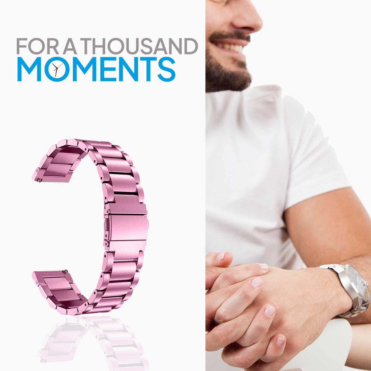 Correa Reloj Correa Metálica Acero Inoxidable Color Rosa 22mm Correa Reloj Inteligente Reloj Hombre Smartwatch Mujer