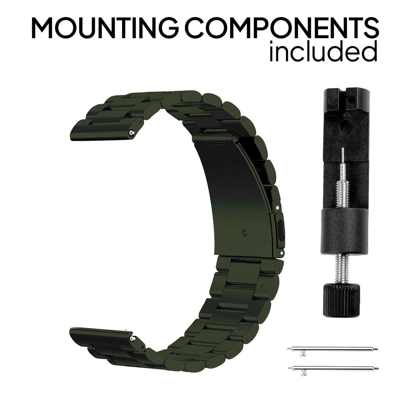 Correa Reloj Correa Metálica Acero Inoxidable Color Verde Militar 22mm Correa Reloj Inteligente Reloj Hombre Smartwatch Mujer