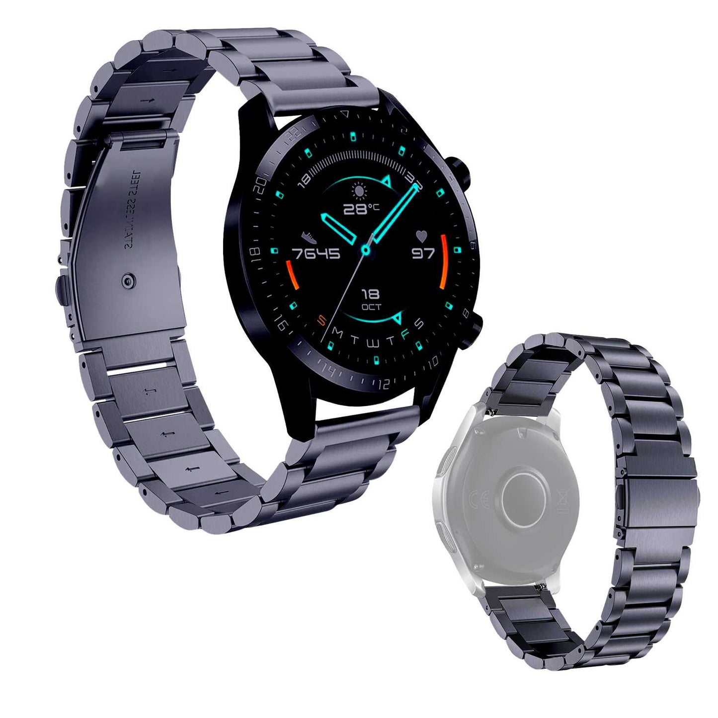 Correa Reloj Correa Metálica Acero Inoxidable Color Gris Oscuro 20mm Correa Reloj Inteligente Reloj Hombre Smartwatch Mujer