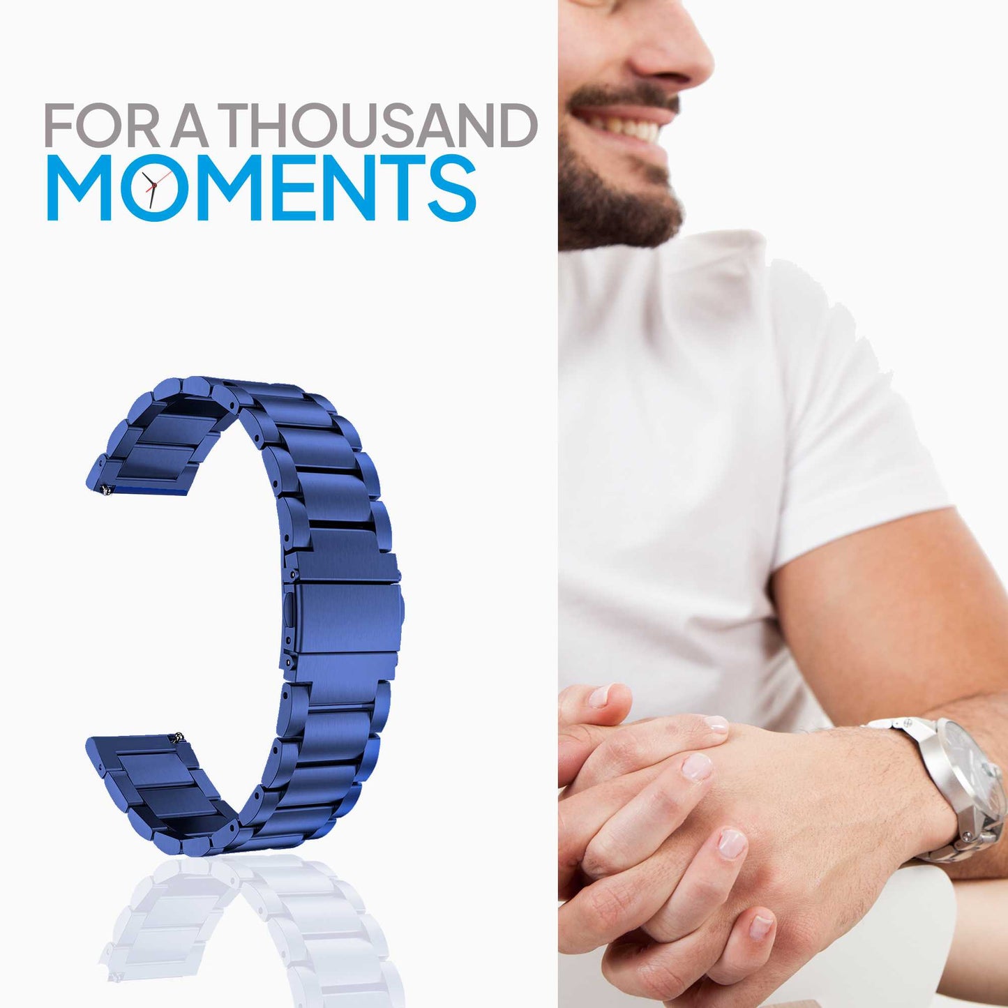 Correa Reloj Correa Metálica Acero Inoxidable Color Azul 20mm Correa Reloj Inteligente Reloj Hombre Smartwatch Mujer