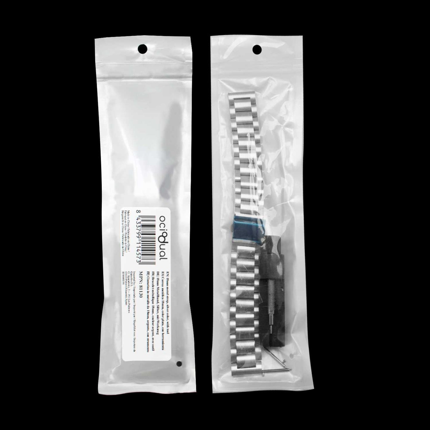 Correa Metálica para Reloj de Liberación Rápida, Pulsera Reloj de Acero Inoxidable de Color Plata, Medida: 18mm