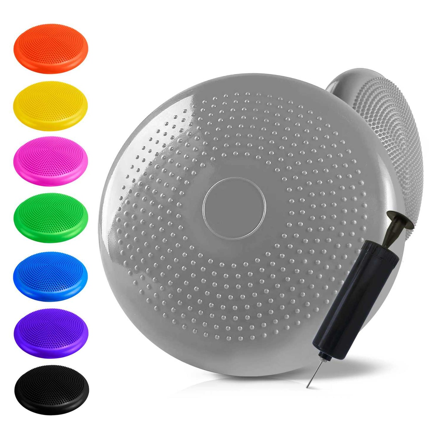 Cojín Hinchable Plata Disco con Bomba Goma PVC para Fitness Yoga Pilates Coordinación Rehabilitación Equilibrio