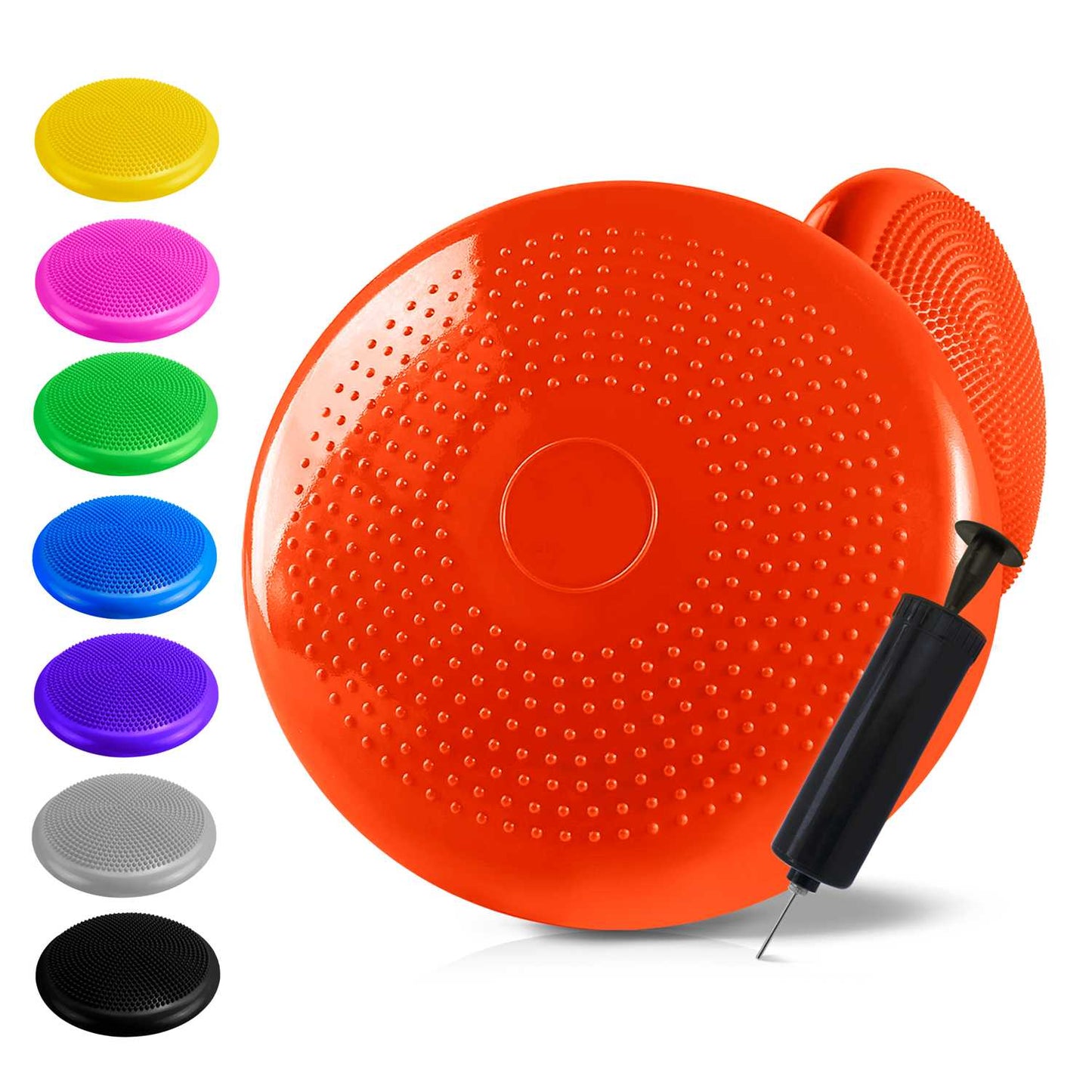 Cojín Hinchable Naranja Disco con Bomba Goma PVC para Fitness Yoga Pilates Coordinación Rehabilitación Equilibrio