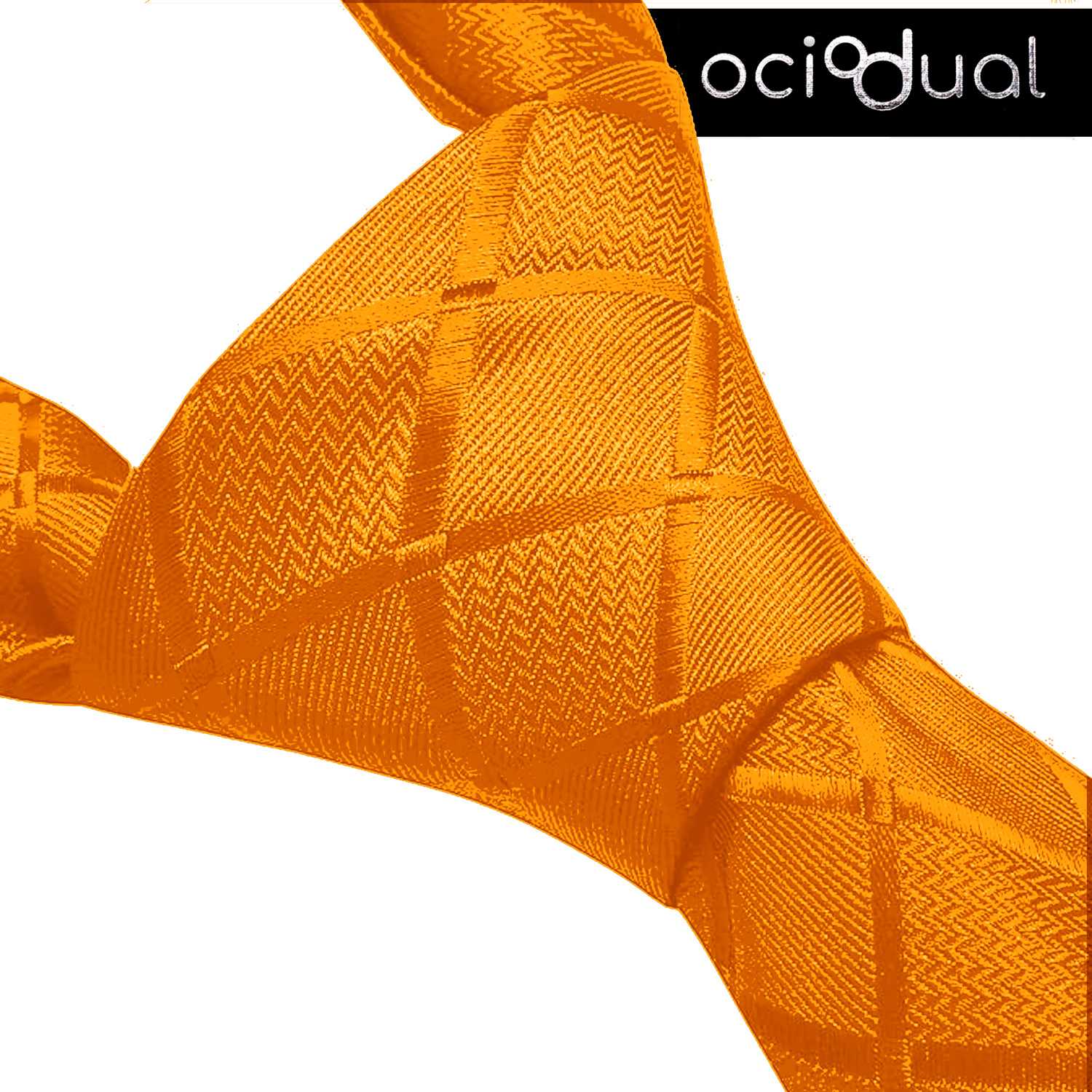 Corbata para Hombre, Conjunto de Corbata y Pañuelo de bolsillo, a Cuadros, Color Naranja, Hecha a mano, Elegante