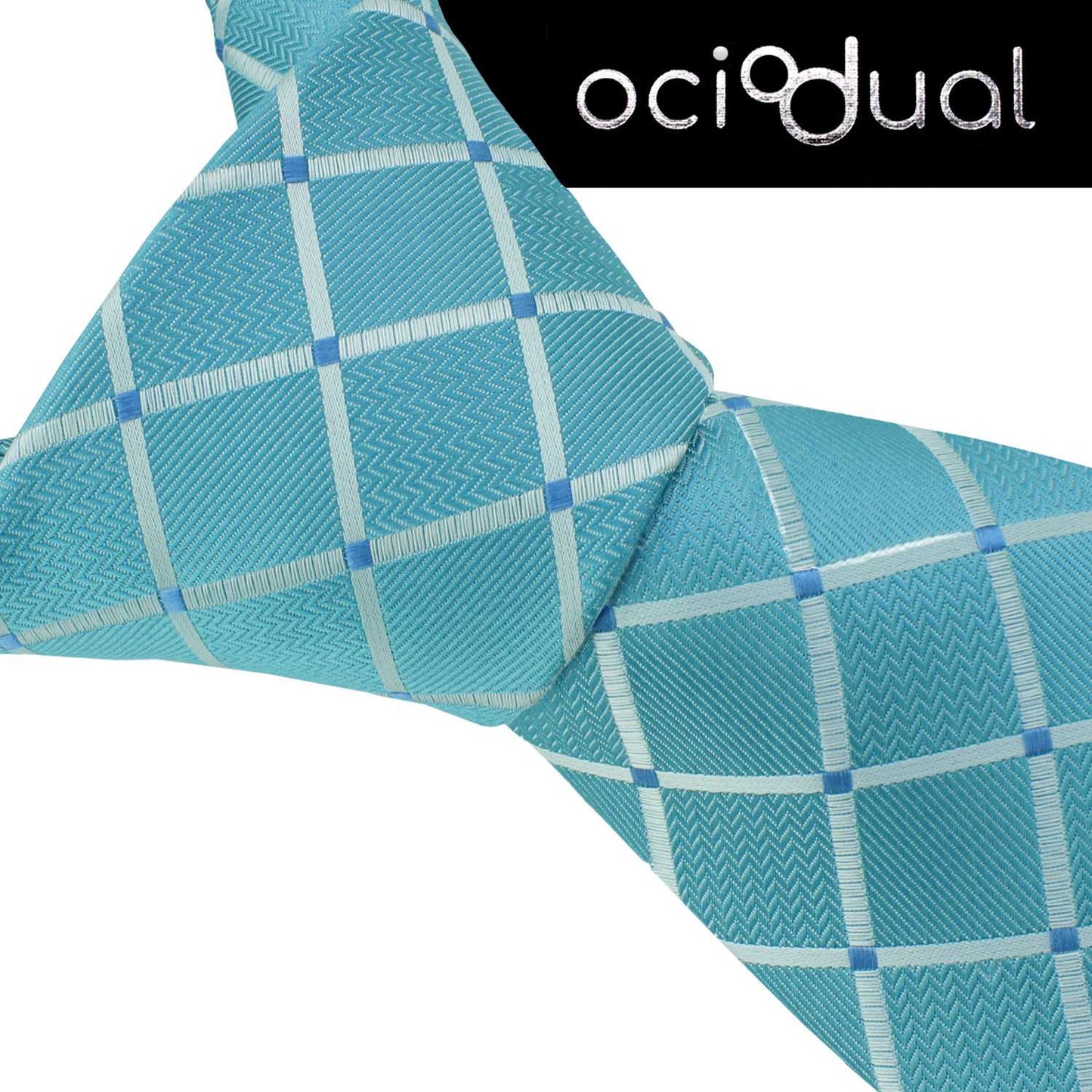 Corbata para Hombre, Conjunto de Corbata y Pañuelo de bolsillo, a Cuadros, Color Azul Claro, Hecha a mano, Elegante