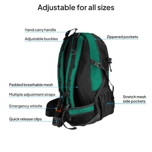 Mochila de Senderismo, 50 Litros, Impermeable y Ligera, Color Turquesa, Múltiples Bolsillos, ideal para Viaje, Montaña