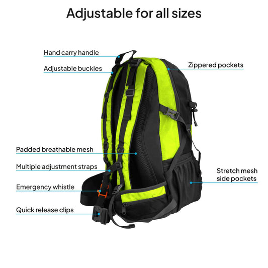 Mochila de Senderismo, 50 Litros, Impermeable y Ligera, Color Verde, Múltiples Bolsillos, ideal para Viaje, Montaña