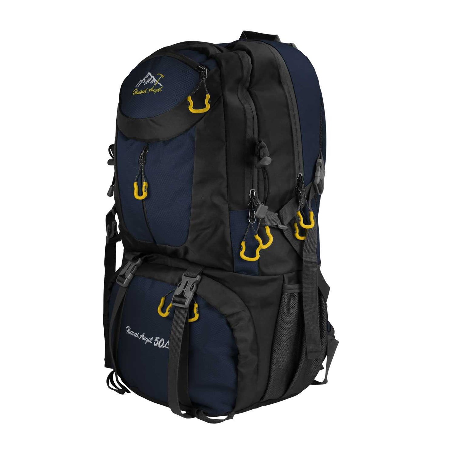 Mochila de Senderismo, 50 Litros, Impermeable y Ligera, Color Azul Oscuro, Múltiples Bolsillos, ideal para Viaje, Montaña