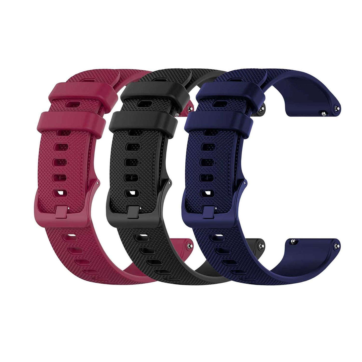 Pack de 3 Correas de Silicona para Reloj,20mm, Smartwatch con liberación rápida, Compatible con Amazfit, Garmin, Samsung Galaxy Watch, para Hombre y Mujer,Negro/Azul Oscuro/Burdeos