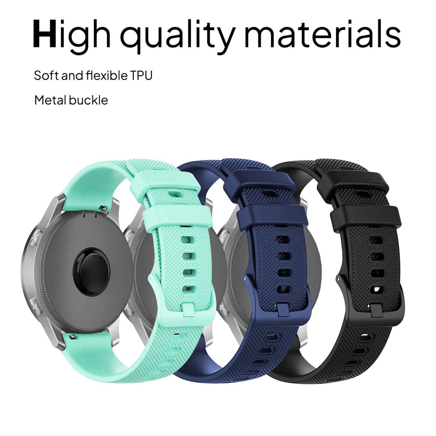 Pack de 3 Correas de Silicona para Reloj,20mm, Smartwatch con liberación rápida, Compatible con Amazfit, Garmin, Samsung Galaxy Watch, para Hombre y Mujer,Azul Oscuro/Negro/Turquesa