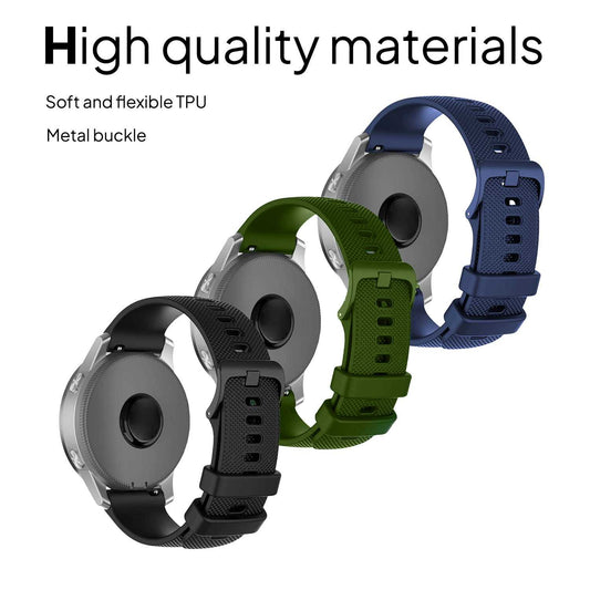 Pack de 3 Correas de Silicona para Reloj,22mm, Smartwatch con liberación rápida, Compatible con Amazfit, Garmin, Samsung Galaxy Watch, para Hombre y Mujer,Verde Militar/Azul Oscuro/Negro