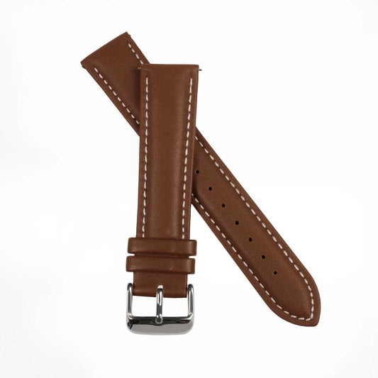 OcioDual Correa Reloj 22mm, Correa Reloj para Recambio, Repuesto Color Marrón 22mm, Hilo Blanco, Smartwach Hombre, Smartwach