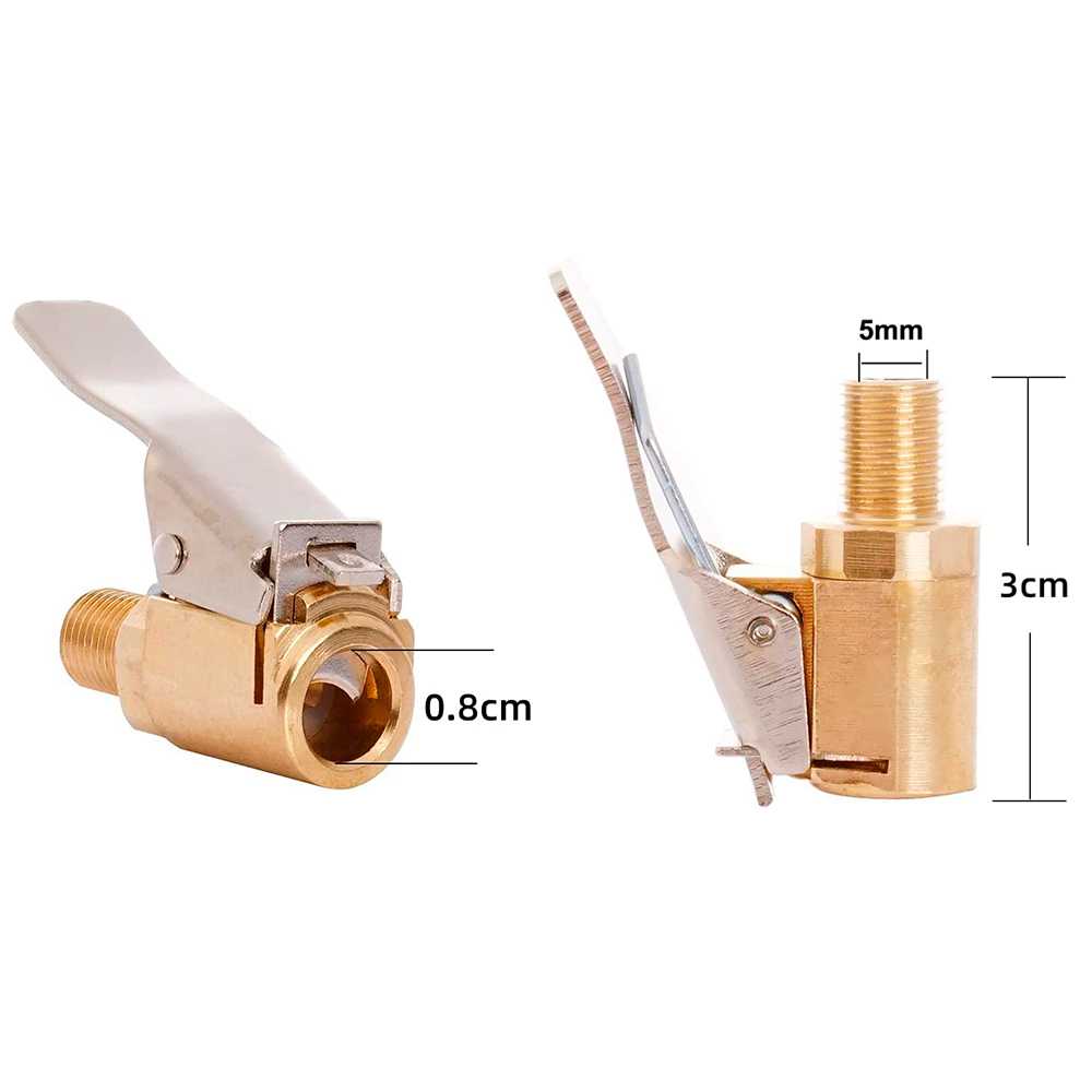 2x Boquilla de Inflado Neumatico 8mm con Rosca de Cabeza Abrazadera Fijacion Neumaticos Valvulas Schrader Bomba Automovil