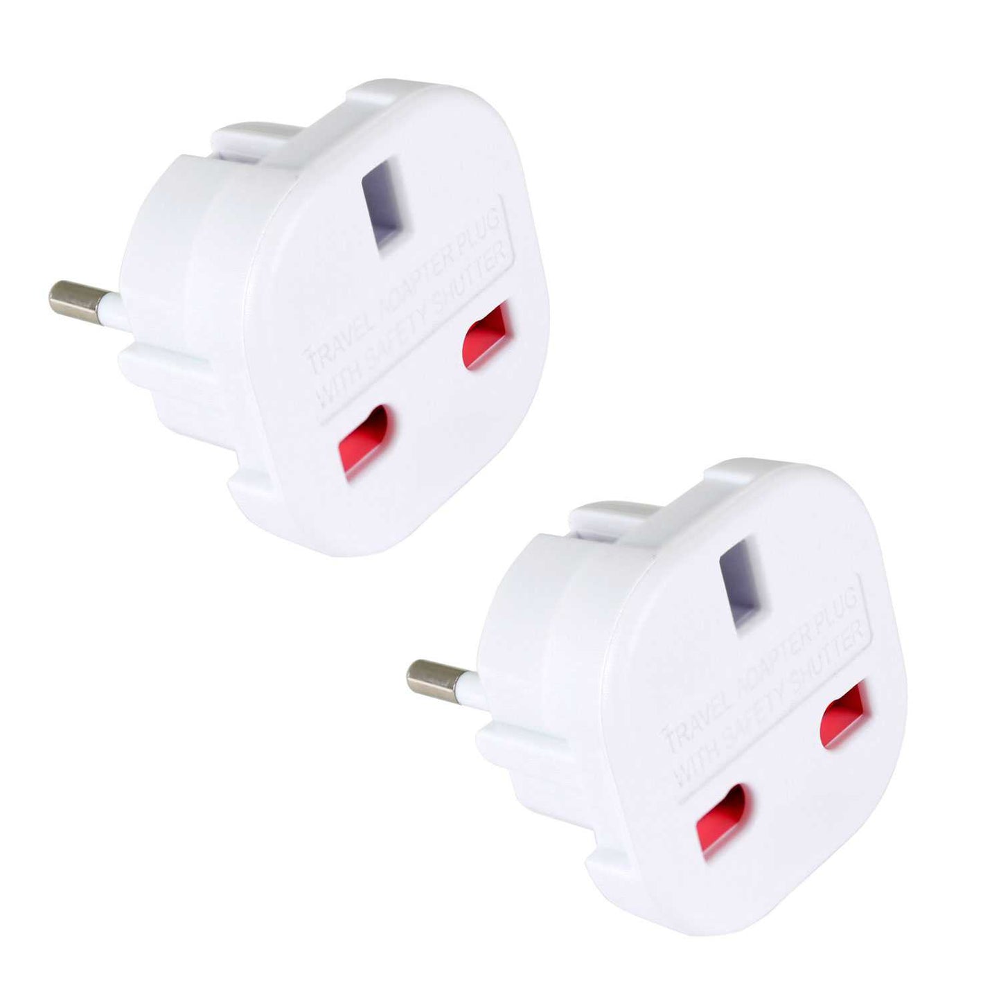 2x Adaptadores de Enchufe UK a EU, Convertidor de 3 Pines a 2 Pines, Tipo G a Tipo C,E y F, Blanco