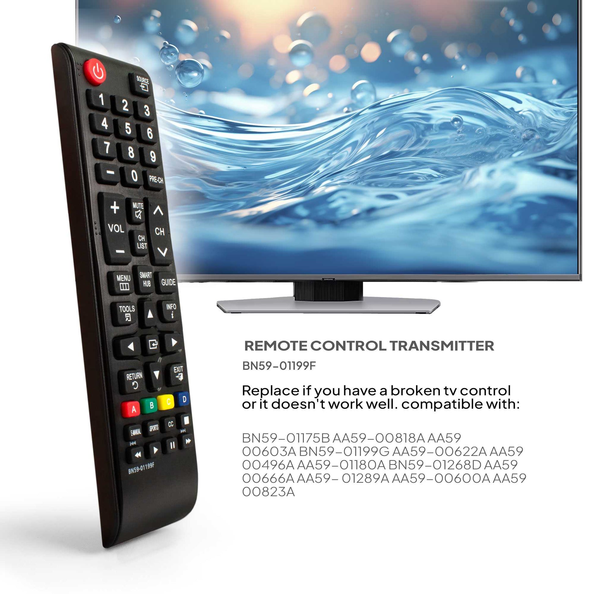 Mando Universal Compatible con TV Samsung BN59-01199F, LCD LED QLED 4K HDR TV Compatible con Samsung Smart TV, Mando Universal