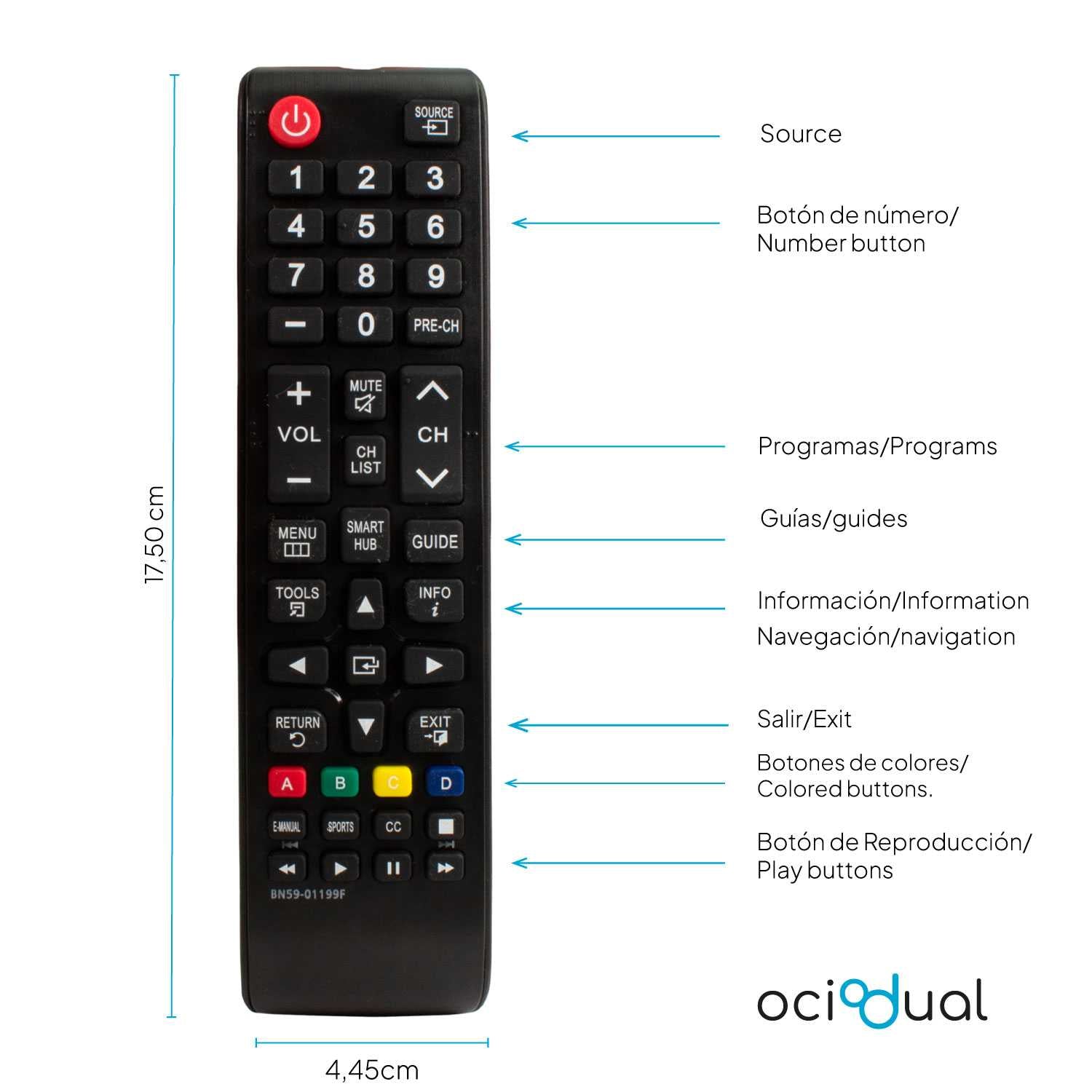 Mando Universal Compatible con TV Samsung BN59-01199F, LCD LED QLED 4K HDR TV Compatible con Samsung Smart TV, Mando Universal