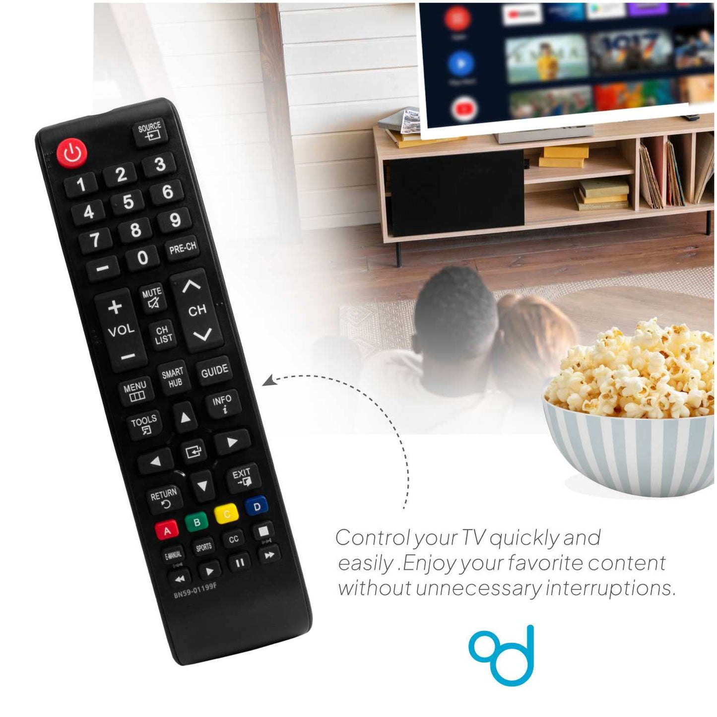 Mando Universal Compatible con TV Samsung BN59-01199F, LCD LED QLED 4K HDR TV Compatible con Samsung Smart TV, Mando Universal