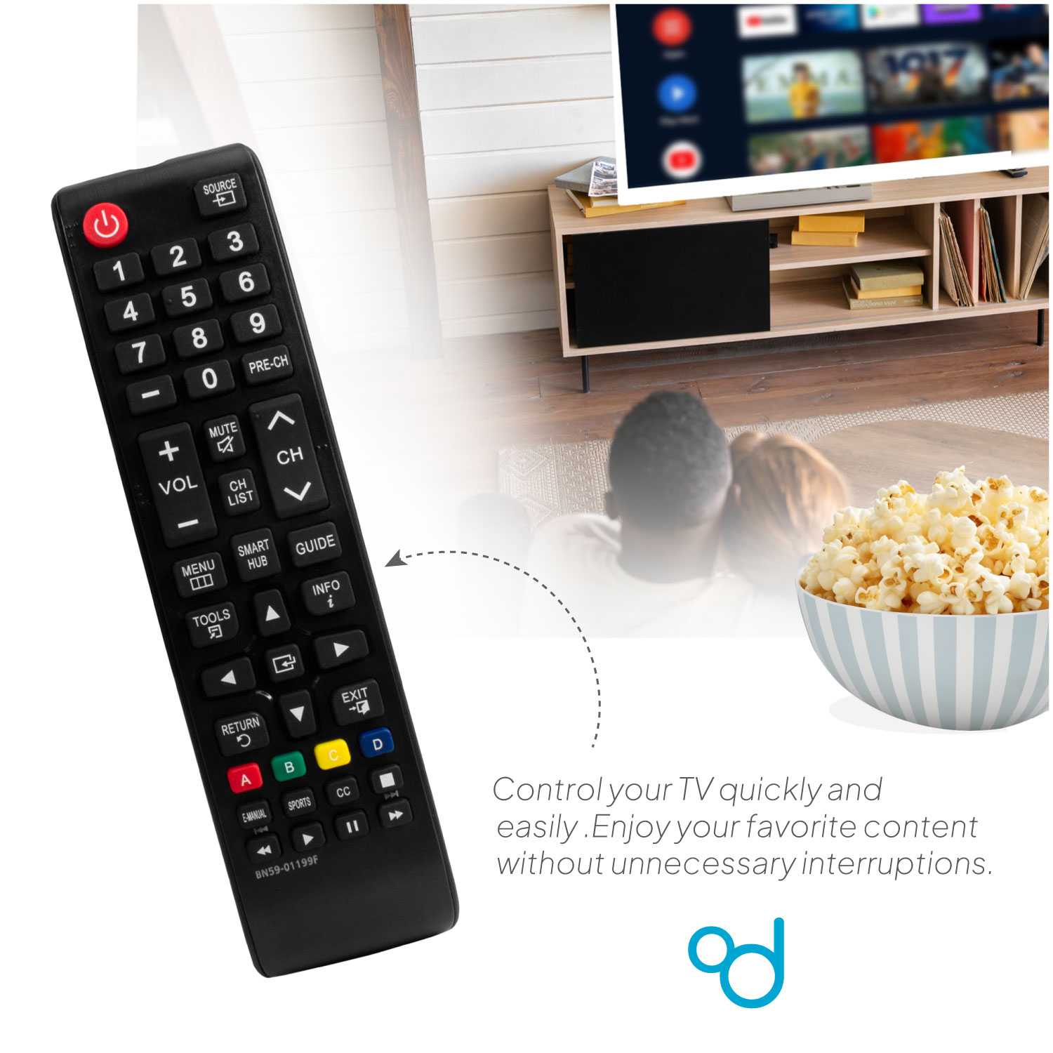 Mando Universal Compatible con TV Samsung BN59-01199F, LCD LED QLED 4K HDR TV Compatible con Samsung Smart TV, Mando Universal