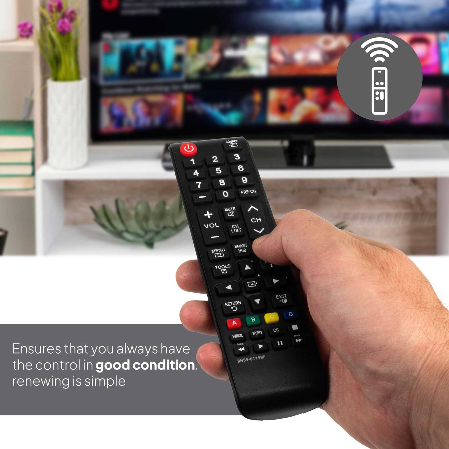 Mando Universal Compatible con TV Samsung BN59-01199F, LCD LED QLED 4K HDR TV Compatible con Samsung Smart TV, Mando Universal