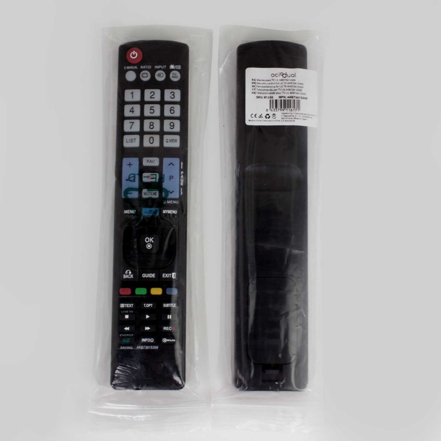 Mando a Distancia Universal AKB73615309 para TV LG, Control Remoto Compatible con LG Smart TV, 32LE5300, 42PJ350, 42LE5300